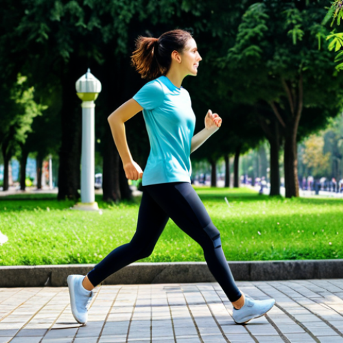 Home 21 **
A woman jogging in Istanbul's Gülhane Park. She's wearing a fully clothed, modest Uniqlo Dry-Ex t-shirt and comfortable athletic leggings. The background includes lush greenery and a glimpse of historic architecture. Safe for work, appropriate content, professional photography, natural proportions, perfect anatomy.
**