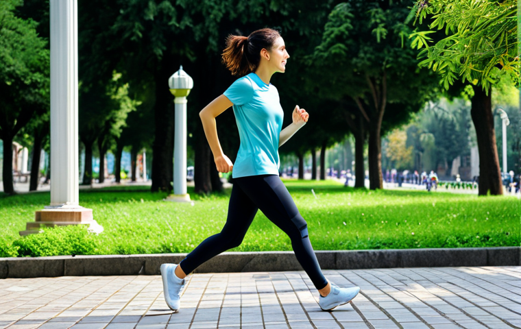 **
A woman jogging in Istanbul's Gülhane Park. She's wearing a fully clothed, modest Uniqlo Dry-Ex t-shirt and comfortable athletic leggings. The background includes lush greenery and a glimpse of historic architecture. Safe for work, appropriate content, professional photography, natural proportions, perfect anatomy.
**